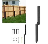 Motowolf Fence Post Repair Kit, Heavy Duty Fence Post Anchor Ground Stakes Fence Post Anchor For Repairing Tilted Broken Wood Support, Black