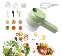 MOTPIUOC Multi-functional portable wireless vegetable processor Electric 4-in-1 vegetable cutter set, easy to charge, for garlic, chili, celery, meat, with cleaning brush, with egg and cream whisk.