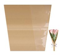 Motroce 100Pcs Flower Bags for Bouquets, 9.5 x 17.9 Inches Flower Bouquet Wrapping Paper Floral Sleeves, Clear Front Kraft Paper Bouquet Bags, Brown