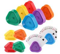 Motroce 12 Pcs Playing Card Game Holders, Hands Free Triangle Shaped Poker Tray, Holds Up to 15 Poker Cards Hands for Adults,Party,Activities Not Included Cards(6 Colors)