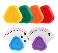 Motroce 6 Pcs Playing Card Game Holders, Hands Free Triangle Shaped Poker Tray, Holds Up to 15 Poker Cards Hands for Adults,Parties,Classroom Activities Not Included Cards(6 Colors)