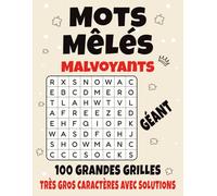 Mots Mêlés Géant: 100 grandes grilles • Très gros caractères • 2500+ mots cachés • Grand format 8.5" x 11" • Solutions en fin de livre • Papier 90 g