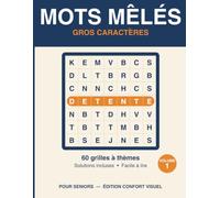 Mots Mêlés Gros Caractères pour Seniors: 60 grilles à thèmes avec solutions - Niveau facile pour adultes et seniors - Jeux de mots cachés en gros caractères - Volume 1