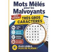 Mots Mêlés pour les Malvoyants: Livre de Mots Cachés en Très Gros Caractères pour Seniors Atteints de DMLA ou de Troubles Visuels, Grilles XXL avec Solutions, Idée Cadeau Seniors