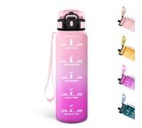 Motswedi 500ml Water Bottle with Filter, Kids Water Bottle, Leak Proof, BPA Free, Water Bottle with Time Markers for School, Gym, Yoga, Office, Light Pink & Rose Red