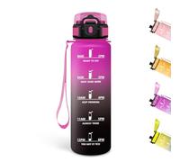 Motswedi 500ml Water Bottle with Filter, Kids Water Bottle, Leak Proof, BPA Free, Water Bottle with Time Markers for School, Gym, Office, Yoga, Purple Red & Black