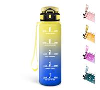 Motswedi 500ml Water Bottle with Filter, Kids Water Bottle, Leak Proof, BPA Free, Water Bottle with Time Markers for School, Gym, Office, Yoga, Yellow & Royal Blue