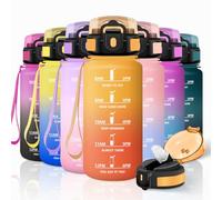 Motswedi Children's Water Bottle, 500 ml, BPA-Free, Water Bottle with Straw, with Time Marking, Leak-Proof, Water Bottle for School, Sports, Outdoor, Yoga, Fitness, Yellow & Orange