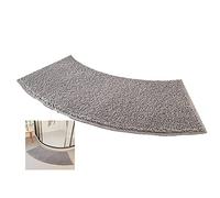 MOTT 50 Bathroom Curved Bath Mat,Shaggy Sector Corner Shower Mat,Thick Soft Microfiber Shower Rugs for Hotel Shower Room,Water Absorbent,Non Slip, Grey