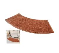 MOTT 50 Bathroom Curved Bath Mat,Shaggy Sector Corner Shower Mat,Thick Soft Microfiber Shower Rugs for Hotel Shower Room,Water Absorbent,Non Slip, Brown