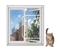 MOTT 50 Cat Proof Window Screen,Self-Adhesive Cat Protection Net with Zipper,Kitty Pet Anti-escape Safety Window Mesh Netting,Fly Mosquito Screen,Custom
