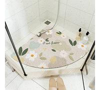MOTT 50 Corner Loofah Shower Mat for Inside Shower,Semi-Circular Non Slip Bath Mat,Sector Curved Quadrant Bath Mat with Drain,Safety Mat for Shower, 54x54cm