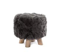 MOTT 50 Luxurious Faux Fur Ottoman Cover,Small Footstool Slipcover with Elastic Bottom,Mini Round Foot Rest Pouffe Covers Furniture Protector