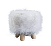 MOTT 50 Luxurious Faux Fur Ottoman Cover,Small Footstool Slipcover with Elastic Bottom,Mini Round Foot Rest Pouffe Covers Furniture Protector