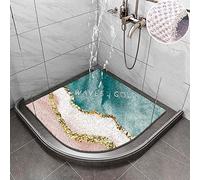 MOTT 50 Sector Loofah Mat Bathtub Mat for Wet Areas,Bathroom Corner Shower Mat Foot Massage,Quick Drying Non-slip Safety Bath Mat with Drain,Phthalate Free,70x70cm
