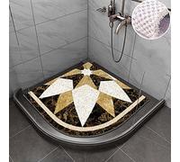 MOTT 50 Sector Loofah Mat Bathtub Mat for Wet Areas,Bathroom Corner Shower Mat Foot Massage,Quick Drying Non-slip Safety Bath Mat with Drain,Phthalate Free, Gold, 70x70cm
