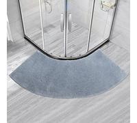 MOTT 50 Semi-Circular Bath Mat for Quadrant Shower Cubicle,Anti-Slip Bathroom Carpet Rugs Shower Mat,Fan-Shaped Foot Pads,Curved Shower Mat for Hotel, Grey,45x143cm