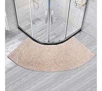 MOTT 50 Semi-Circular Bath Mat for Quadrant Shower Cubicle,Anti-Slip Bathroom Carpet Rugs Shower Mat,Fan-Shaped Foot Pads,Curved Shower Mat for Hotel, Beige, 45x100cm