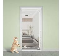 MOTT 50 Window/Door Pet Resistant Mesh Screen Netting,Anti-escape Net Cat Safety Window Mesh Door Shielding,Anti-Tearing Patio/Courtyard Fly Screen Door, Zipper-a-white,80x200cm