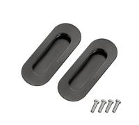 MOTTDAM Sliding Door Pull Handles,6PCS Stainless Steel Recessed Door Handles,Inset Flush Finger Pull Cabinet Drawer Knob for Kitchen Cupboard Wardrobe Dresser Barn Door Closet (Round, 109X41mm)