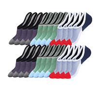 Mottee&Zconia No Show Sock Low Cut Ankle Short Socks for Men/Women Basic Casual Anti-skid Cotton Socks with Non Slip Grips, 12pack=4red+4blue+4purple, 6.5-10.5 UK