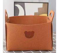 MOTTK Cute Bear Felt Storage Basket,Cube Storage Boxes with Handles,Foldable Laundry Baskets for Clothes Toys Books,Felt Laundry Hamper for Home (Brown1,M-25x18x15cm)