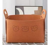 MOTTK Cute Bear Felt Storage Basket,Cube Storage Boxes with Handles,Foldable Laundry Baskets for Clothes Toys Books,Felt Laundry Hamper for Home (Brown3,L-38x24x23cm)