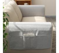MOTTK Summer Armchair Cover,Anti Slip Linen Fabric Recliner Armrest Cover with Side Pockets,Anti Cat Scratch Sofa Arm Protector for Couch Backrest (Light Grey,40x110cm)