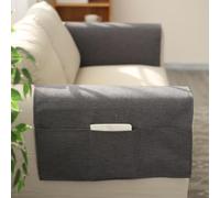 MOTTK Summer Armchair Cover,Anti Slip Linen Fabric Recliner Armrest Cover with Side Pockets,Anti Cat Scratch Sofa Arm Protector for Couch Backrest (Dark Grey,80x110cm)