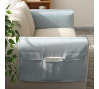 MOTTK Summer Armchair Cover,Anti Slip Linen Fabric Recliner Armrest Cover with Side Pockets,Anti Cat Scratch Sofa Arm Protector for Couch Backrest (Light Blue,60x110cm)