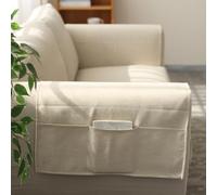 MOTTK Summer Armchair Cover,Anti Slip Linen Fabric Recliner Armrest Cover with Side Pockets,Anti Cat Scratch Sofa Arm Protector for Couch Backrest (Beige,40x110cm)