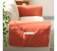 MOTTK Summer Armchair Cover,Anti Slip Linen Fabric Recliner Armrest Cover with Side Pockets,Anti Cat Scratch Sofa Arm Protector for Couch Backrest (Orange,60x110cm)