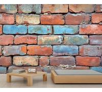 Mottled Bricks Mural Rough Texture Wallpaper Retro Nostalgic Wall Mural Giant 3D Wallpaper Commercial Scale Coffee Shop Lounge Gallery (Non-self-Adhesive)