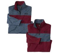 Mottled Fleece Sweatshirt Pack of 2 Atlas for Men Mid Blue XXXL