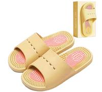 MOTTLED SKY Acupressure Massage Slippers Acupressure Foot Massager Shoes Reflexology Sandals Gift for Men Women Reduce Feet Neuropathy Pain Relief and Tension (Yellow,US Women 6.5-7.5/Men 5-6)