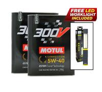 Motul 300V Competition 5W-40 Car Engine Oil - 4L + FREE Philips LED Worklight