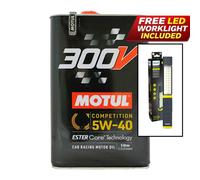 Motul 300V Competition 5W-40 Car Engine Oil - 5L + FREE Philips LED Worklight