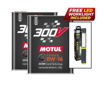 Motul 300V Power 0W-16 Car Engine Oil - 4L + FREE Philips LED Worklight