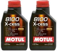 2 x 1 Litre - Motul 8100 X-Cess High Performance 5W40 Fully Synthetic Engine Oil