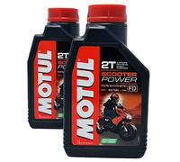 Motul Scooter Power 2T Oil Mixture, 100% Synthetic Ester, 2x Packs of 1 Litre