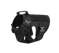 Motusamare Service Dog Vest Training Hunting Molle Nylon Water-Resistant Military Patrol Adjustable Comfortable K9 Tactical Dog Harness with Handle (Camouflage) (M, Black)