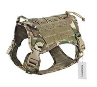 Motusamare Service Dog Vest Training Hunting Molle Nylon Water-Resistant Military Patrol Adjustable Comfortable K9 Tactical Dog Harness with Handle (Camouflage) (M, CP)