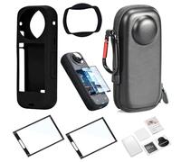 MotuTech 6 in 1 Protective Kit for Insta360 X4 Portable Bag and Silicone Case Lens Cap Screen Protector Insta 360 One X4 Accessories, Black, Modern