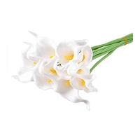 MOTUZP Mini Artificial PU Calla Artificial Real Touch Flowers Artificial Flowers Calla Faux Flower Fake Flower Photography Artificial Flower Home Decoration (White)
