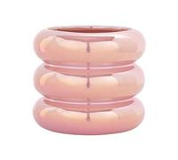 MOTUZP Modern Doughnut Ceramic Planter Pots for Pl Orchid Flower Pot, Rainbow Pearl Glaze(Pink) Ring Ceramic Vase with Drainage Hole, Succul
