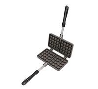 MOTUZP Non Stick Double Side Waffle Baking Mould Pan, Cast Iron Waffle Maker with Anti Scalding Handle, Campfire Cooking Equipment Camping Pie Iron Cooking Pan