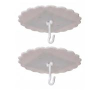 MOU 2 Pack White Fan-Shaped Ceiling Hooks, Easy to Install, no-Nail Mosquito net Hooks for Bed Ceiling, for Hanging and mounting.(7IN 2Set)