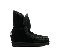 Mou crochet stitch-trim wedge boots - Black 38-40