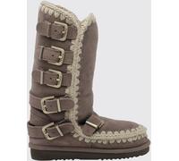 MOU Mid-Calf Eskimo Sheepskin Boots with Crochet Stitching - Size: 37 - female