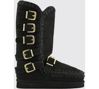 MOU Mid-Calf Eskimo Sheepskin Boots with Crochet Stitching - Size: 38 - female
